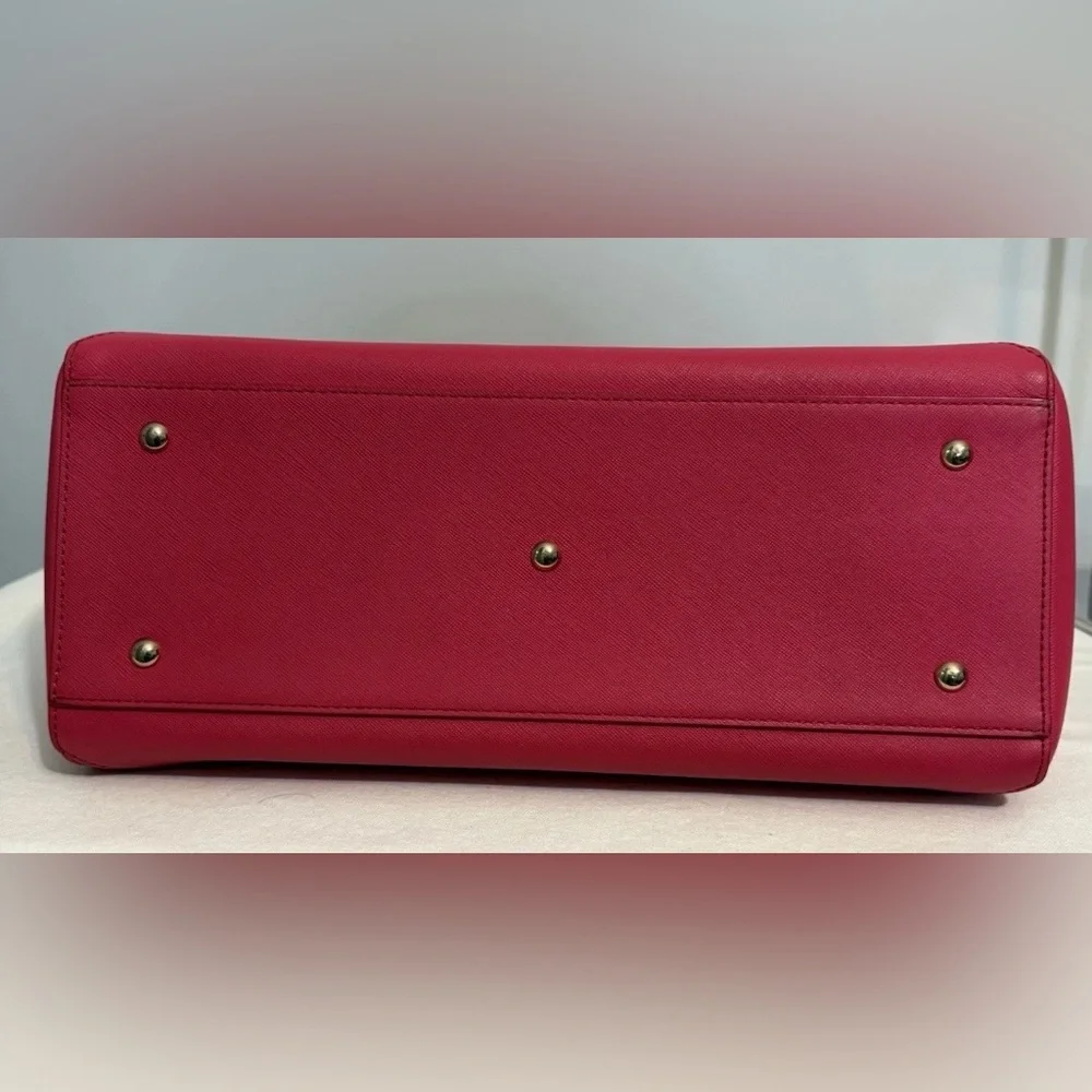 MCM Nuovo Satchel Crossbody Bag Fuchsia Pink Leather